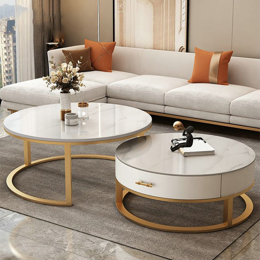 Frame Coffee Table White Slate Cocktail Table with Storage Drawers Clearhalo 'Coffee & Accent Tables' 'Coffee Tables' 'coffee_tables' 'furn' 'furn_coffee_tables' 'Furniture' 'Living Room Furniture' 1200x1200_27c8e586-7dc9-4843-9221-5c24f79b8c0c