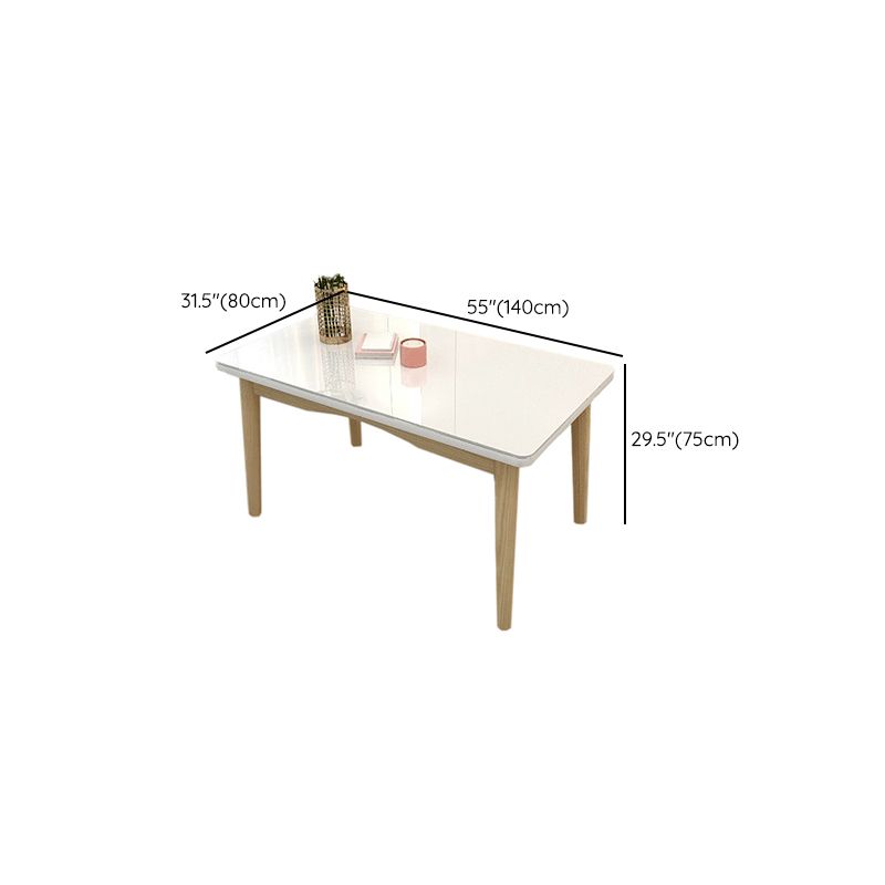 Contemporary Dining Table White Dining Table with Solid Wood Base