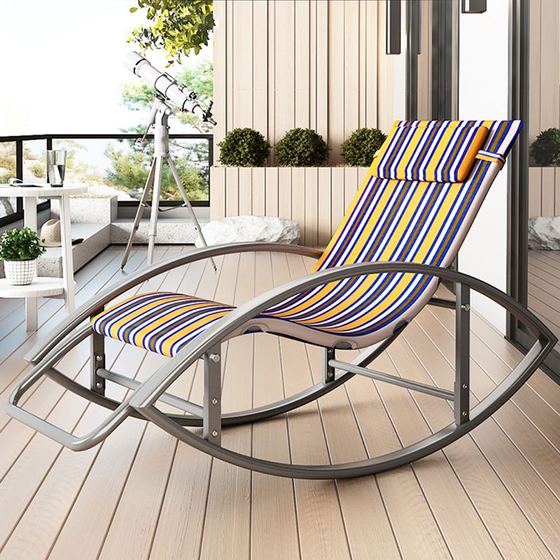 Contemporary Rocker Chair Metal Frame Water Resistant Fabric Rocker Chair with Pillow Clearhalo 'Chairs & Seating' 'furn' 'furn_rocking_chairs' 'Furniture' 'Living Room Furniture' 'Rocking Chairs' 'rocking_chairs' 1200x1200_27c9fc16-2a81-447b-aac0-8b9132393b8c