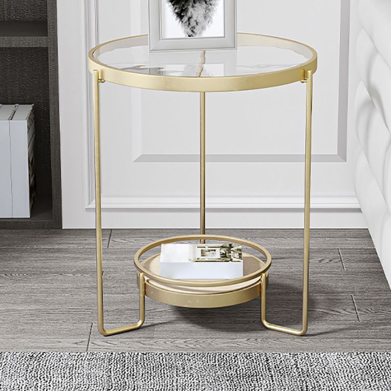 23.6" Tall Round Glass Top Side Table Iron Frame Base End Table with Shelf Clearhalo 'Coffee & Accent Tables' 'End & Side Tables' 'end_side_tables' 'furn' 'furn_end_side_tables' 'Furniture' 'Living Room Furniture' 1200x1200_27ca14a8-d9d3-412f-81ba-2f47a8180abd