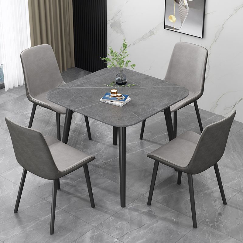 Industrial Style Home Sintered Stone Dining Table Square Shape Table with 4 Legs Base Clearhalo ' dining_table' 'Dining Tables & Seating' 'Dining Tables' 'furn' 'furn_dining_table' 'Furniture' 'furniture_dining_table' 'Kitchen & Dining Furniture' 'kitchen&dining_furn' 'kitchen' 'kitchen_dining_table' 1200x1200_27cae873-7d5a-4b8c-ae1f-c10db018c0d1