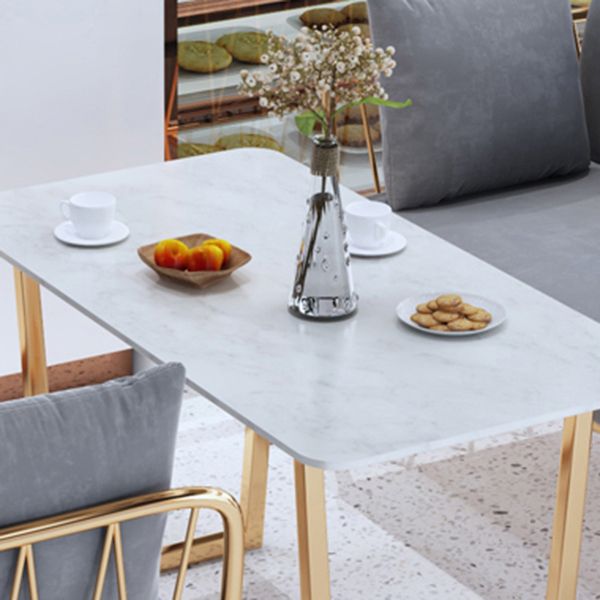 Glam Kitchen Table with Faux Marble Top Gold Metal Legs for Home Clearhalo 'Dining Tables & Seating' 'Dining Tables' 'dining_table' 'furn' 'furn_dining_table' 'Furniture' 'Kitchen & Dining Furniture' 1200x1200_27cc13b5-f1b2-45c9-bd11-b920f1422eda
