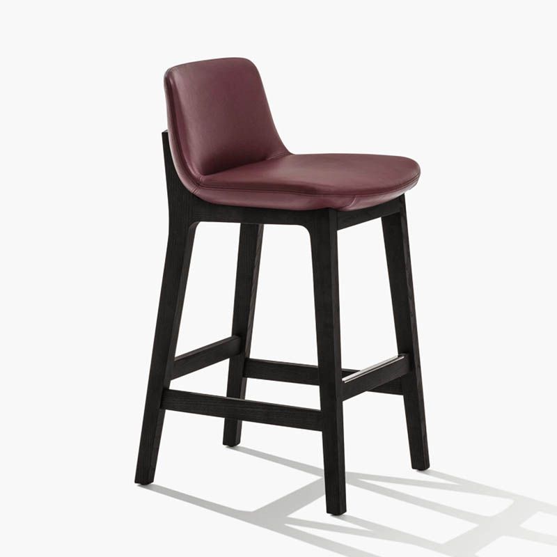 Contemporary 38.5-inch Armless Bar Stool with Solid Wood Base
