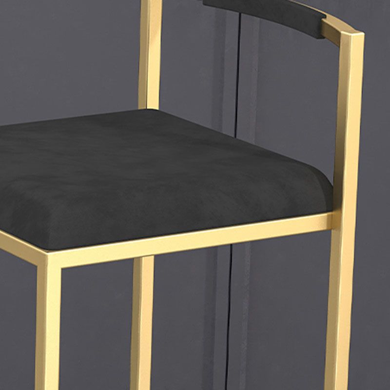 Glam Armless Backrest Counter Stool Iron Living Room Bar Stool with Velvet Cushion,1 Piece Clearhalo 'Bar Furniture' 'Bar Stools' 'bar_stools' 'furn' 'furn_bar_stools' 'furniture_bar_stools' 'Kitchen & Dining Furniture' 'kitchen&dining_furn' 'kitchen' 'kitchen_furn' Furniture' 1200x1200_27cdea52-f3d0-4f06-9799-7678b58dbbfe
