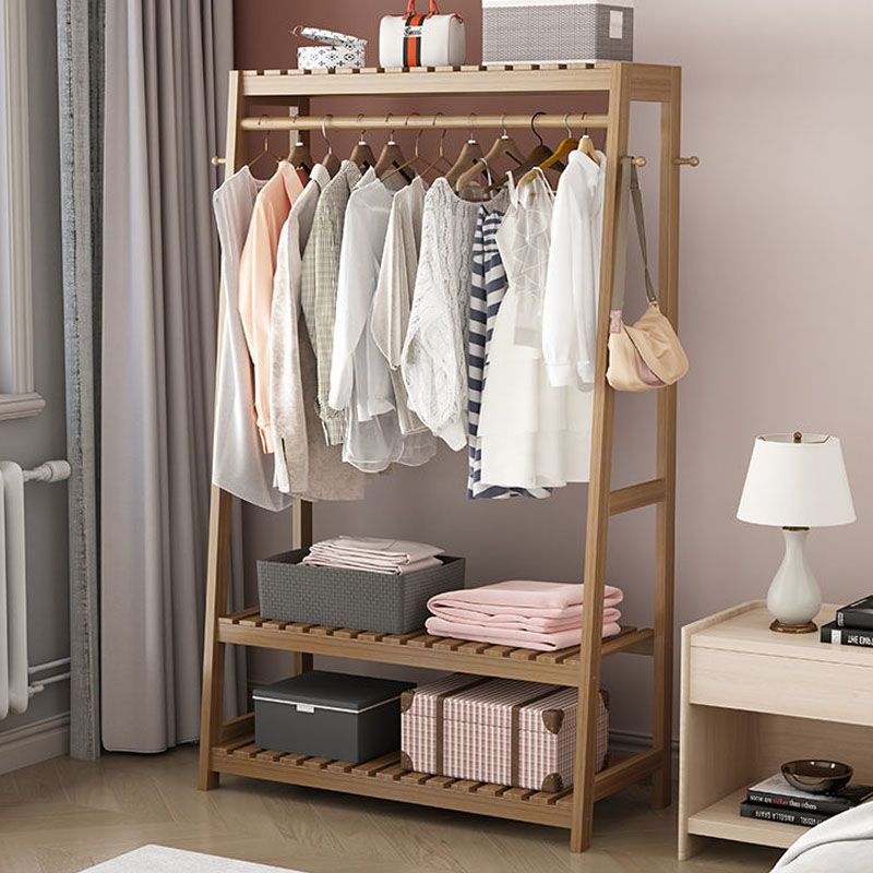 Armario contemporáneo Armario Pine Wood Armoire con barra de prenda para el hogar