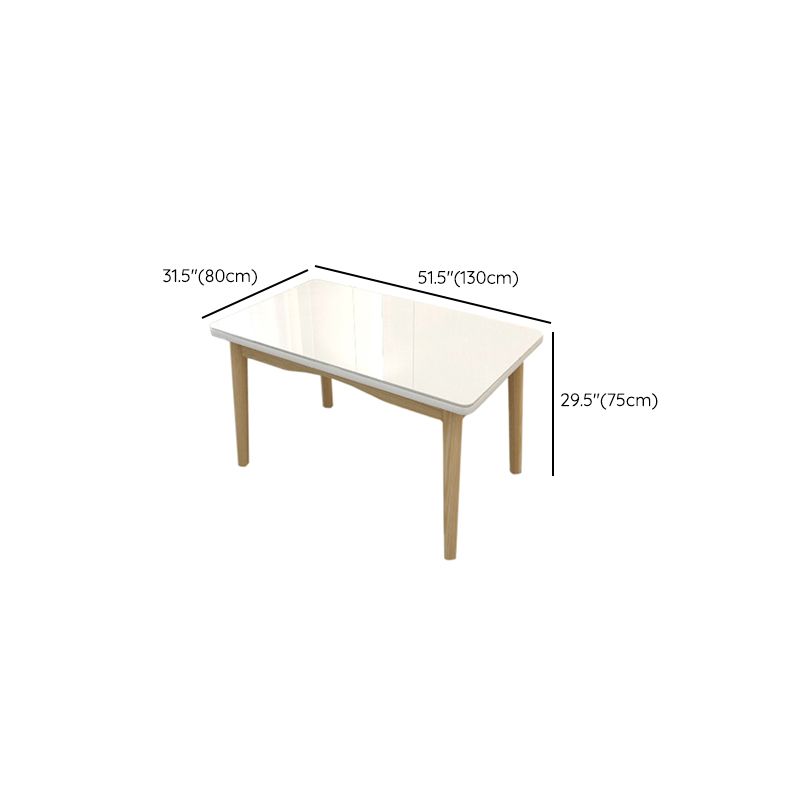 Contemporary Dining Table White Dining Table with Solid Wood Base