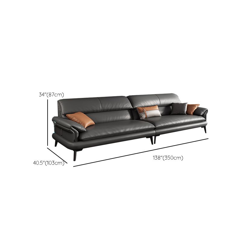 Skandinavisches Sofa echtes Leder dunkelgrauer Kissen Kissen Top Arm Sitzgelegenheiten