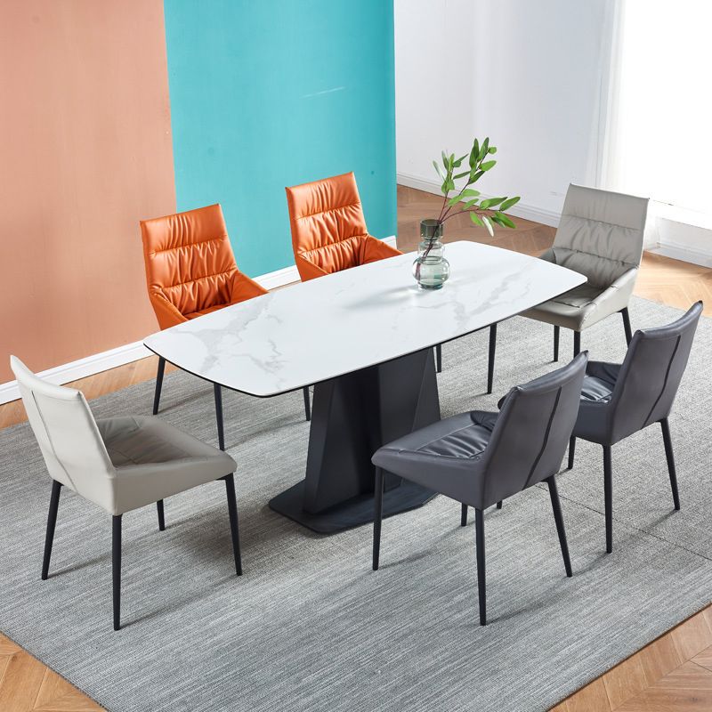 Modern Style Faux Leather Chair Armless Side Chairs with Metal Legs for Kitchen Clearhalo 'Dining Chairs' 'Dining Tables & Seating' 'dining_chair' 'furn' 'furn_dining_chair' 'Furniture' 'Kitchen & Dining Furniture' 1200x1200_27d4290b-455e-4457-b390-e55b019645d1