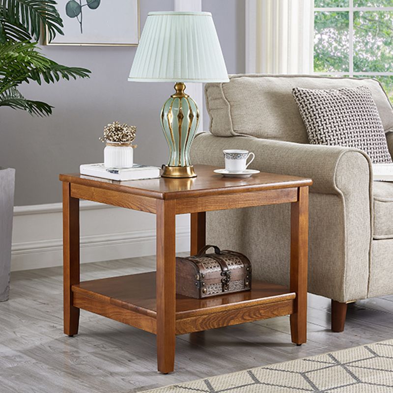 Table d'appoint de canapé en bois carré table à double niveau pour le salon
