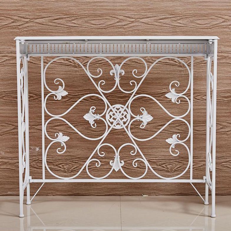 フランスの田舎の木製フレームコンソールテーブルホールダークブラウン＆ホワイトソファテーブルの長方形