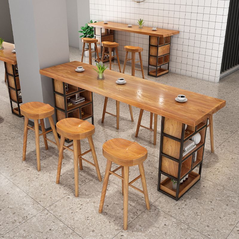 Contemporary Rectangle Bar Table Set 1/2/4/7 Pcs Solid Wood Bar Table and Bar Stools Clearhalo 'Bar Furniture' 'furn' 'furn_home_bar_bar_sets' 'Furniture' 'Home Bars & Bar Sets' 'home_bar_bar_sets' 'Kitchen & Dining Furniture' 1200x1200_27d879c1-906e-41e2-bca7-f97eee902940