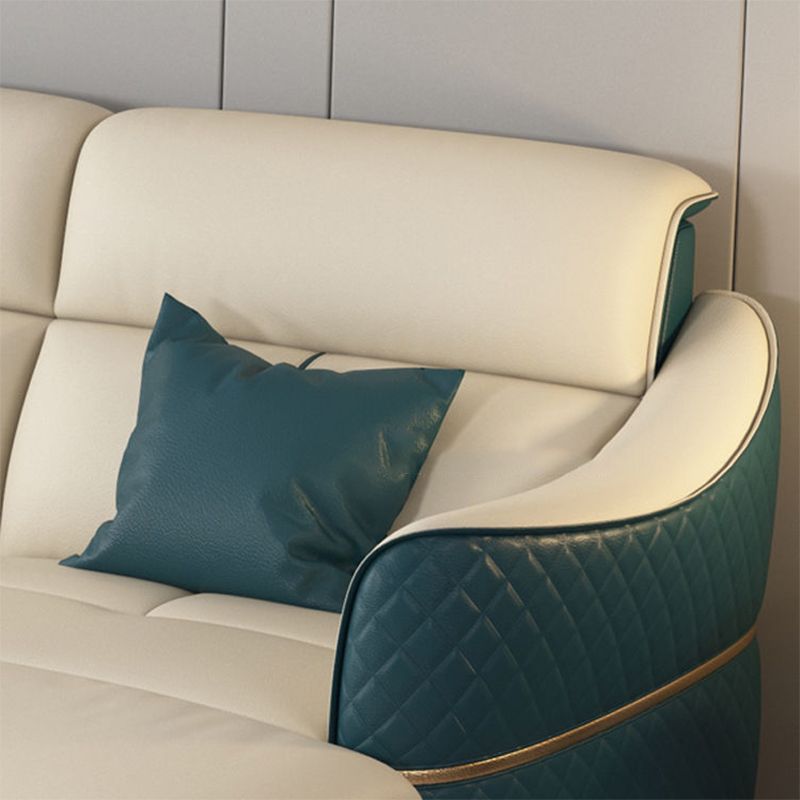 Glam Style Sofa Bed with Padded Leather and White Upholstery Sofa Clearhalo 'furn' 'furn_sectionals' 'Furniture' 'Living Room Furniture' 'Sectionals' 1200x1200_27d8891d-1911-4c49-8ea6-d841a80f8f3c