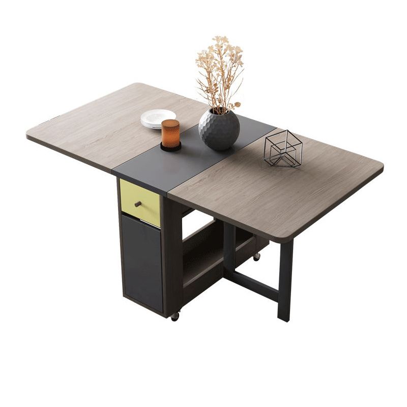 Mid-Century Brown Dining Table Rectangle Wooden Drop Leaf Dining Table for Home Clearhalo ' dining_table' 'Dining Tables & Seating' 'Dining Tables' 'furn' 'furn_dining_table' 'Furniture' 'furniture_dining_table' 'Kitchen & Dining Furniture' 'kitchen&dining_furn' 'kitchen' 'kitchen_dining_table' 1200x1200_27d8f561-f512-4444-86cf-8b6ff4c5aa1c