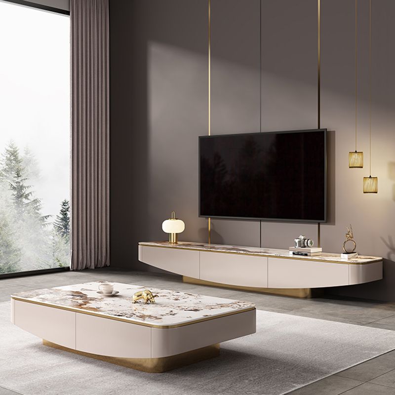 Glam TV Console Stone Media Console Enclosed Storage with Drawers for Living Room Clearhalo 'furn' 'furn_tv_stands_entertainment_centers' 'Furniture' 'Living Room Furniture' 'TV Stands & Entertainment Centers' 'TV Stands & Media Storage Furniture' 'tv_stands_entertainment_centers' 1200x1200_27d9859b-2118-4439-bd57-96480cecdab4