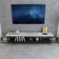 Contemporary Metal TV Stand Console Slate Top TV Media Stand with Shelf