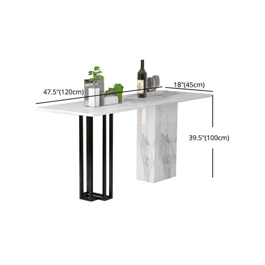 Industrial Black Steel Bar Dining Table White Stone Top Rectangle Indoor Bistro Table Clearhalo 'Bar Furniture' 'Bar Tables' 'bar_tables' 'furn' 'furn_bar_tables' 'Furniture' 'furniture_bar_tables' 'Kitchen & Dining Furniture' 1200x1200_27d9b8d7-8a1c-42d5-b1c7-0647ce24b5b4