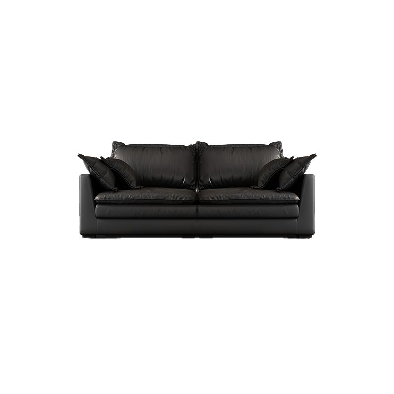 Black Stain Resistant Contemporary Faux Leather Square Arm Sofa with Bolster Pillows Clearhalo 'furn' 'furn_sofas' 'Furniture' 'furniture_sofas' 'kitchen' 'kitchen_sofas' 'Living Room Furniture' 'Sofa' 'sofas' 1200x1200_27d9f5b5-81cd-4bcb-87b5-bf62d889b39d