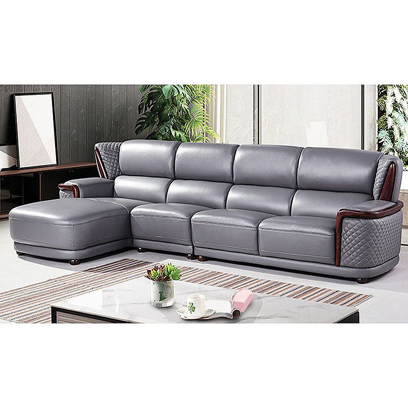 Genuine Leather Sectional Grey Cushion Back Sofa and Chaise for Living Room Clearhalo 'furn' 'furn_sectionals' 'Furniture' 'furniture_sectionals' 'Living Room Furniture' 'Sectionals' 1200x1200_27da7ce2-371f-4108-b286-0acc33d5a463