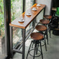 Iron and Wood Rectangular Table Modern Style Milk Tea Shop Cafe Bar Table Clearhalo 'Bar Furniture' 'Bar Tables' 'bar_tables' 'furn' 'furn_bar_tables' 'Furniture' 'Kitchen & Dining Furniture' 1200x1200_27db3e76-db87-4c2e-a213-f729ca6948c6