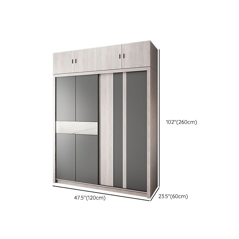 Grey Sliding Wardrobe Cabinet Contemporary Wardrobe Armoire for Bedroom Clearhalo 'Armoires & Wardrobes' 'armoires_wardrobes' 'Bedroom Furniture' 'furn' 'furn_armoires_wardrobes' 'Furniture' 1200x1200_27dd033b-be0a-4465-b78e-083c7860f696
