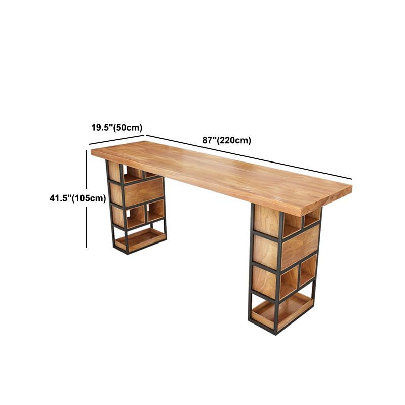 Ensemble de Table de Bar moderne 1/4 pièces, Table de comptoir rectangulaire en bois de pin avec tabourets sans dossier