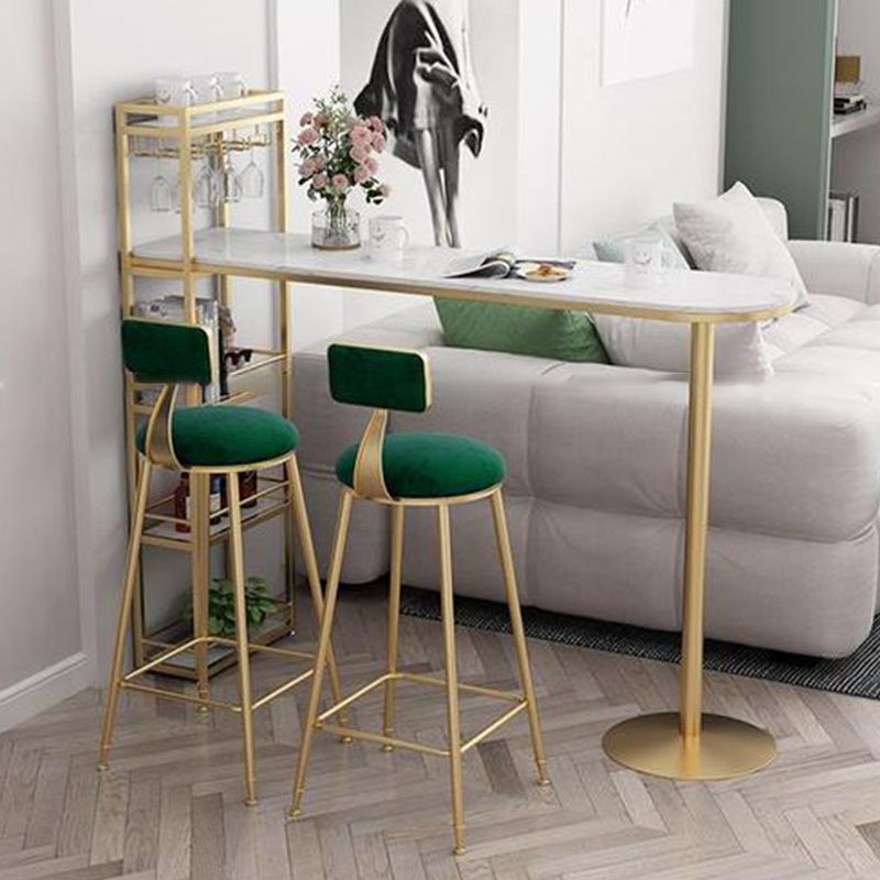 Tavolo da bar top in marmo Tavolo da pub a cornice metallica contemporanea con archiviazione