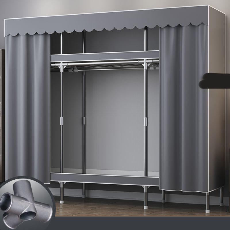 Contemporary Style Metal Wardrobe 2-Shelves Wardrobe Closet for Bedroom Clearhalo 'Armoires & Wardrobes' 'armoires_wardrobes' 'Bedroom Furniture' 'furn' 'furn_armoires_wardrobes' 'Furniture' 1200x1200_27e17600-13c6-4ed5-a0ec-ef442a51af09