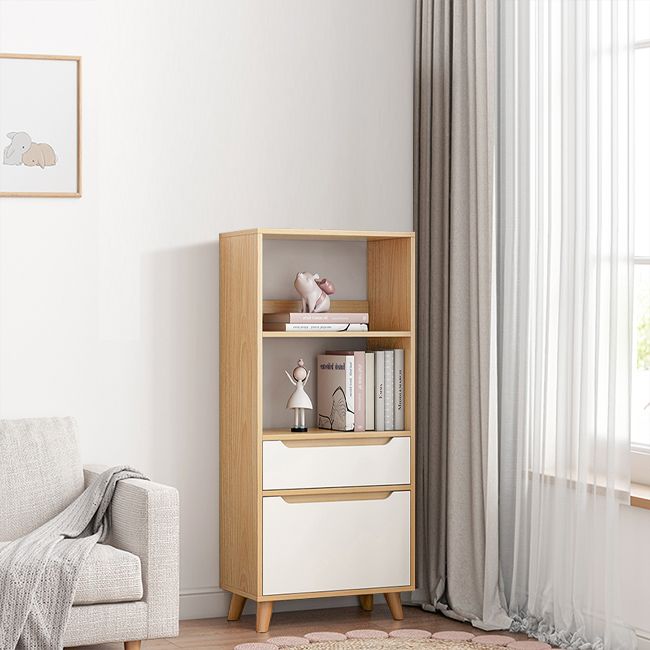 Open Back Bookcase Contemporary Engineer Wood Bookshelf for Home Office