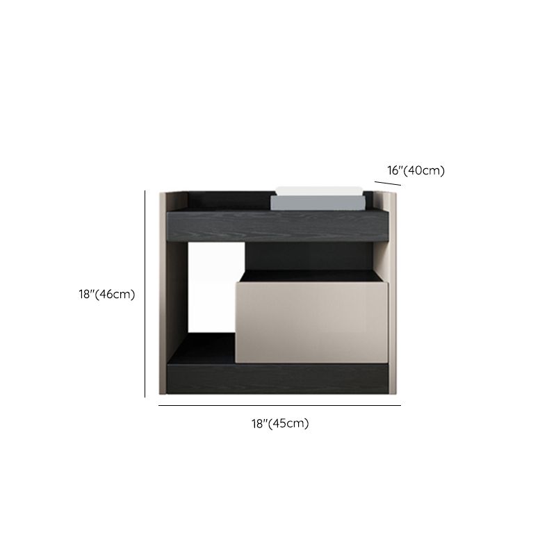 Contemporary Night Table Faux Wood Bedside Cabinet with Drawer Clearhalo 'Bedroom Furniture' 'furn' 'furn_night_stand' 'Furniture' 'night_stand' 'Nightstands' 1200x1200_27e420ff-e5d9-4d64-8a4a-a246d64d2af1