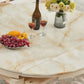 Faux Marble Dining Table Round 4 Legs Dining Site Table with Drop-Leaf Clearhalo 'Dining Tables & Seating' 'Dining Tables' 'dining_table' 'furn' 'furn_dining_table' 'Furniture' 'Kitchen & Dining Furniture' 1200x1200_27e5c179-d323-45b2-a670-cccffd4a64f9