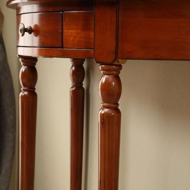 Tavolo da console di legno vittoriano Half Moon Console Table per Hall