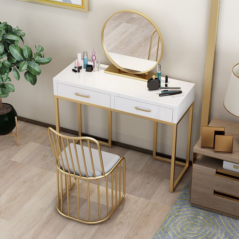 Contador de maquillaje blanco brillante 15.74 "Tablas de tocador de ancho con cajones de almacenamiento