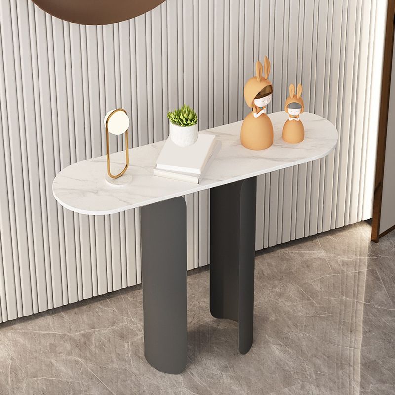 11,81 "W tavolo di accento console glam ovale di divano console di finitura antica