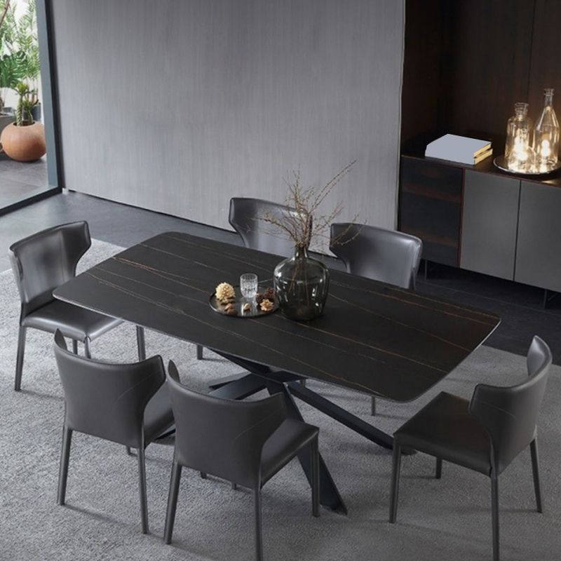 Silla de comedor de cuero de estilo moderno silla sin brazo