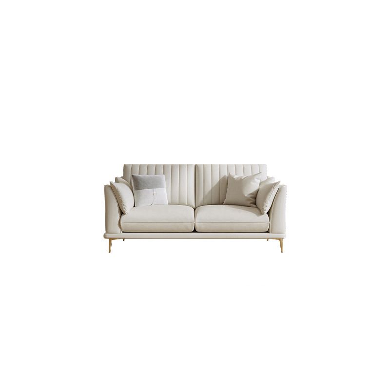 Scandinavian Upholstered Faux Leather Sofa Beige Sewn Pillow Back Couch Clearhalo 'furn' 'furn_sofas' 'Furniture' 'furniture_sofas' 'Living Room Furniture' 'Sofa' 'sofas' 1200x1200_27f4d80d-fa8c-41c9-b0ee-283e47b30853