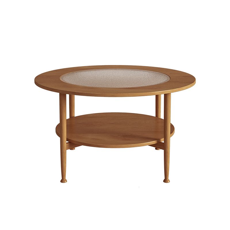 Mesa de café de madera y vidrio nórdica 4 patas de café con almacenamiento