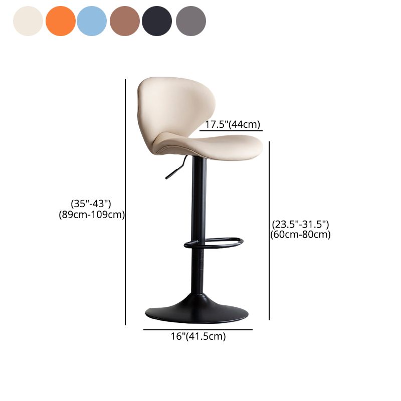 Scandinavian Matte Finish Adjustable Height Swivel Bar Stool Leather Home Stool Clearhalo 'Bar Furniture' 'Bar Stools' 'bar_stools' 'furn' 'furn_bar_stools' 'Furniture' 'furniture_bar_stools' 'Kitchen & Dining Furniture' 1200x1200_27f7aa00-34b6-49d4-8eb6-a07686ae2f76