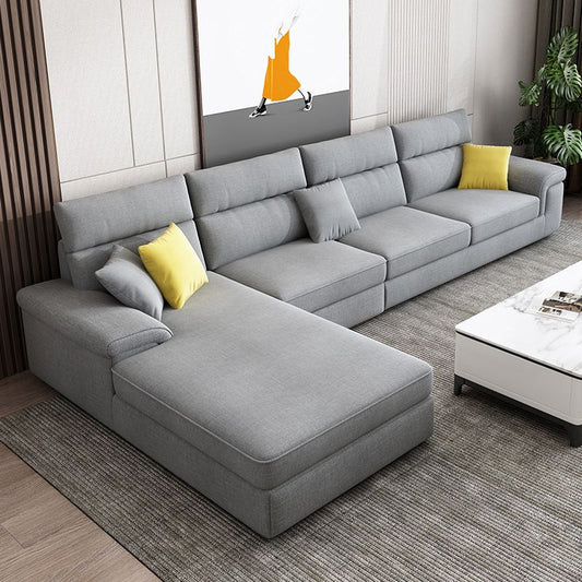 Slipcovered Sectional Pillow Top Arm Sofa & Chaise with 4 Seaters