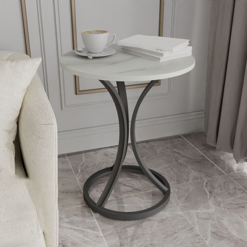 モダンスレートラウンドサイドエンドテーブルフレームベースタイプソファテーブル