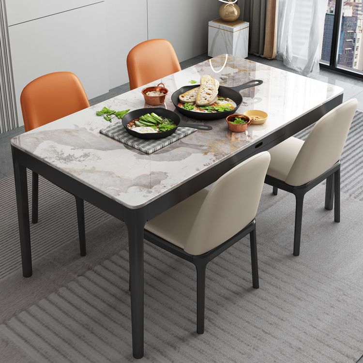Rectangle Three-Color Dining Table Sintered Stone Table Vintage with Drawer Clearhalo ' dining_table' 'Dining Tables & Seating' 'Dining Tables' 'furn' 'furn_dining_table' 'Furniture' 'furniture_dining_table' 'Kitchen & Dining Furniture' 'kitchen&dining_furn' 'kitchen' 'kitchen_dining_table' 1200x1200_27fc0337-fc37-4b12-b857-f0ce464f0537
