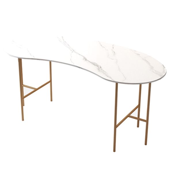 Escritorio de escritura curva glamorosa escritorio de oficina de piedra casera con patas de metal