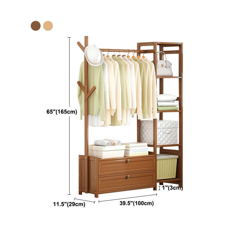 Contemporary Style Wardrobe Armoire Bamboo Armoire with Garment Rod for Home Clearhalo 'Armoires & Wardrobes' 'armoires_wardrobes' 'Bedroom Furniture' 'furn' 'furn_armoires_wardrobes' 'Furniture' 1200x1200_27fdab9d-40a4-4b20-98e1-cf16d4219ff7