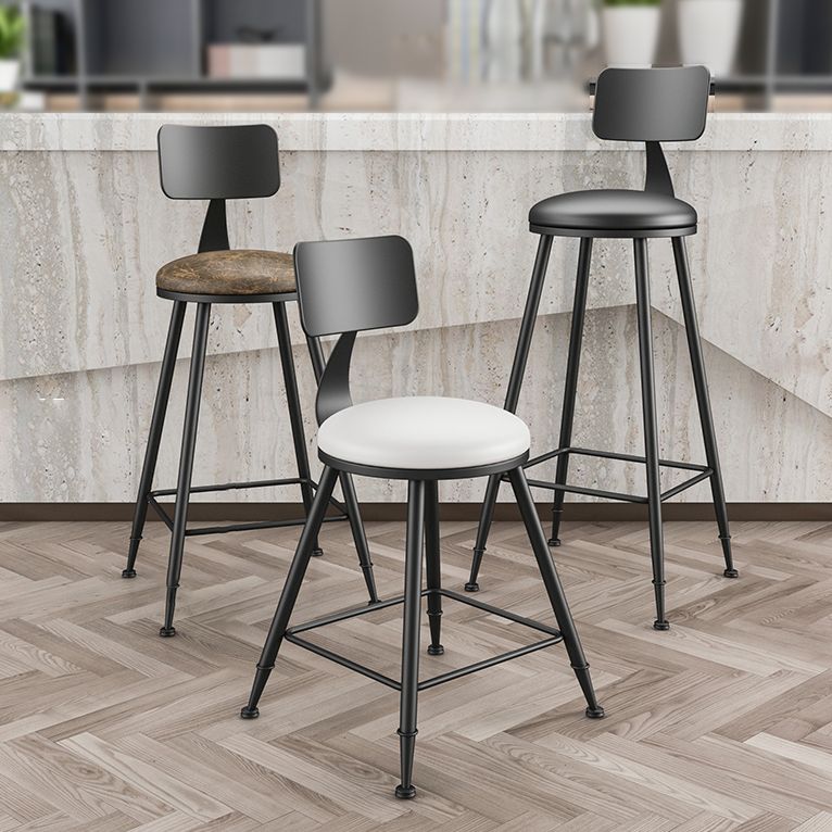 Industrial Armless Backrest Counter Stool Iron Bar Stool with Leather Cushion Clearhalo 'Bar Furniture' 'Bar Stools' 'bar_stools' 'furn' 'furn_bar_stools' 'furniture_bar_stools' 'Kitchen & Dining Furniture' 'kitchen&dining_furn' 'kitchen' 'kitchen_furn' Furniture' 1200x1200_27ff636b-35ed-436b-af76-af35d4d56e77