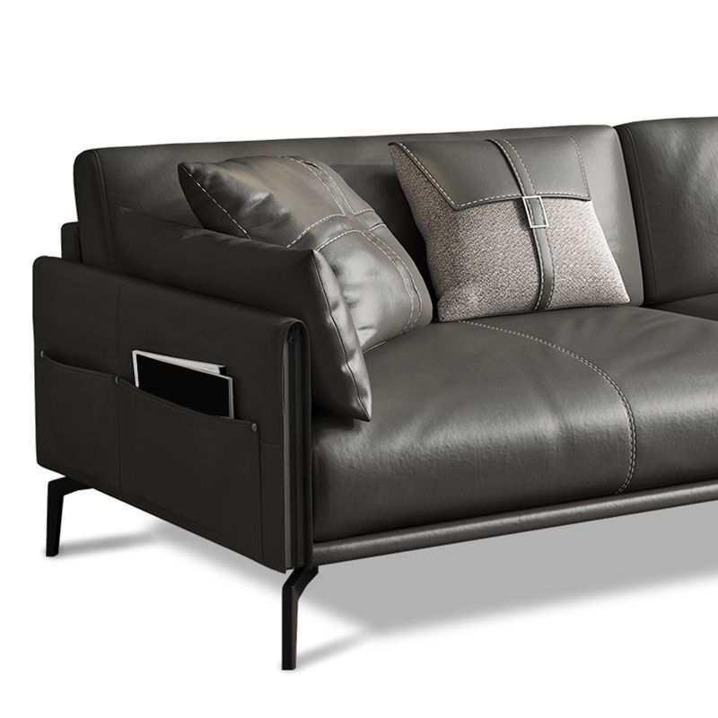 Faux /Genuine Leather Stain Resistant Contemporary Sofa Couch in Black