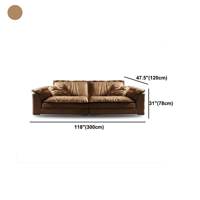 Divano top cuscino marrone e chaise in pelle finta divano posteriore sciolto - 30,7 "h