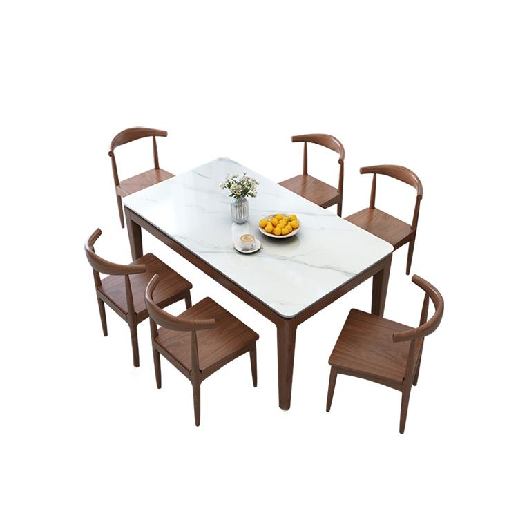 Scandinavian Solid Wood Base Dining Table Rectangle Formal Dinette Set for Home Clearhalo 'Dining Room Sets' 'Dining Tables & Seating' 'dining_room_set' 'furn' 'furn_dining_room_set' 'Furniture' 'furniture_dining_room_set' 'Kitchen & Dining Furniture' 'kitchen&dining_furn' 'kitchen' 1200x1200_28014f5a-b6fe-4153-8784-0a2ed7032c22