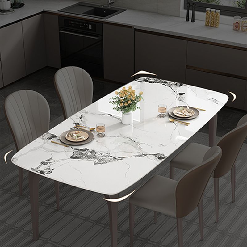 Modern Rectangular Table Sintered Stone Dining Table with 4 Legs for Home Clearhalo 'Dining Tables & Seating' 'Dining Tables' 'dining_table' 'furn' 'furn_dining_table' 'Furniture' 'Kitchen & Dining Furniture' 1200x1200_28027c42-c682-454a-8013-fca698feedb4