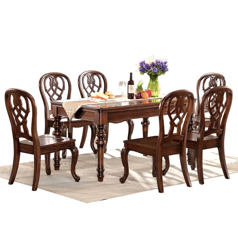 Traditional Style Solid Wood Dining Set with Rectangle Shape Table Table and 4 Legs Base Clearhalo 'Dining Room Sets' 'Dining Tables & Seating' 'dining_room_set' 'furn' 'furn_dining_room_set' 'Furniture' 'furniture_dining_room_set' 'Kitchen & Dining Furniture' 'kitchen&dining_furn' 'kitchen' 1200x1200_28033eea-1f81-4930-8721-60a29d22ce90