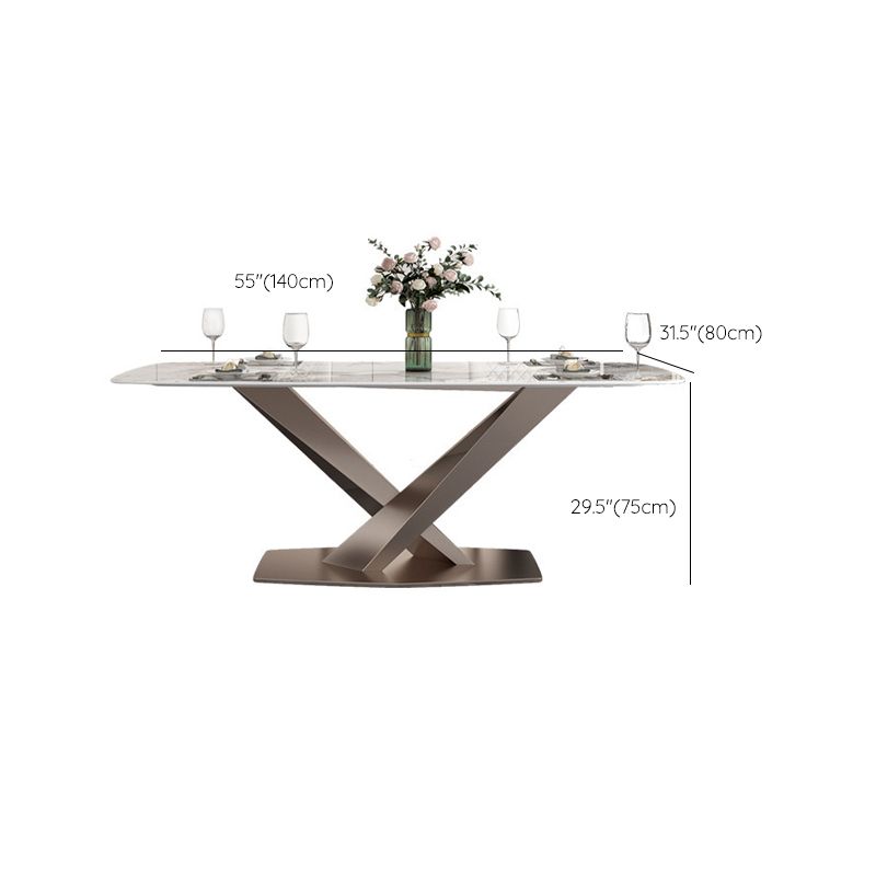 Traditional Luxury Dinner Table Rectangle Pedestal Table with Steel Base Clearhalo 'Dining Tables & Seating' 'Dining Tables' 'dining_table' 'furn' 'furn_dining_table' 'Furniture' 'Kitchen & Dining Furniture' 1200x1200_28053295-2ba0-439b-960d-8a59fdc4253d