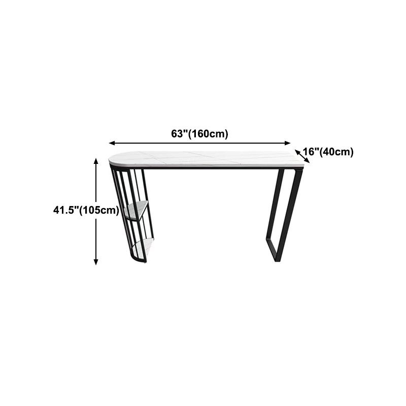 Stone Indoor Industrial Bar Dining Table Black Double Pedestal Bistro Table with Shelve Clearhalo 'Bar Furniture' 'Bar Tables' 'bar_tables' 'furn' 'furn_bar_tables' 'Furniture' 'furniture_bar_tables' 'Kitchen & Dining Furniture' 'kitchen&dining_furn' 'kitchen' 1200x1200_28056800-d901-4e00-819e-3360110d96c3